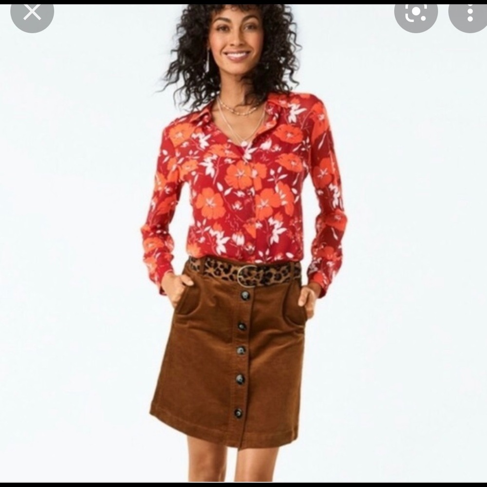 Cabi University skirt. Size 4 color toffee